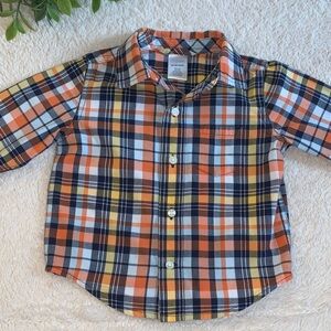 Gymboree Orange & Blue Button Down Shirt EUC 12-18M
